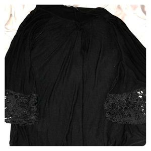 Crotchet bell sleeves, black top